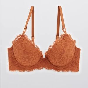 Aerie Real Power Plunge Push Up New Blooms Lace Bra